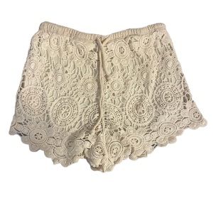Love Tree Medium boho crochet shorts drawstring waist